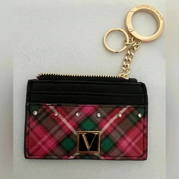 Victorias Secret |  Bright Tartan The Victoria Card Case Key Chain. - Picture 1 of 9